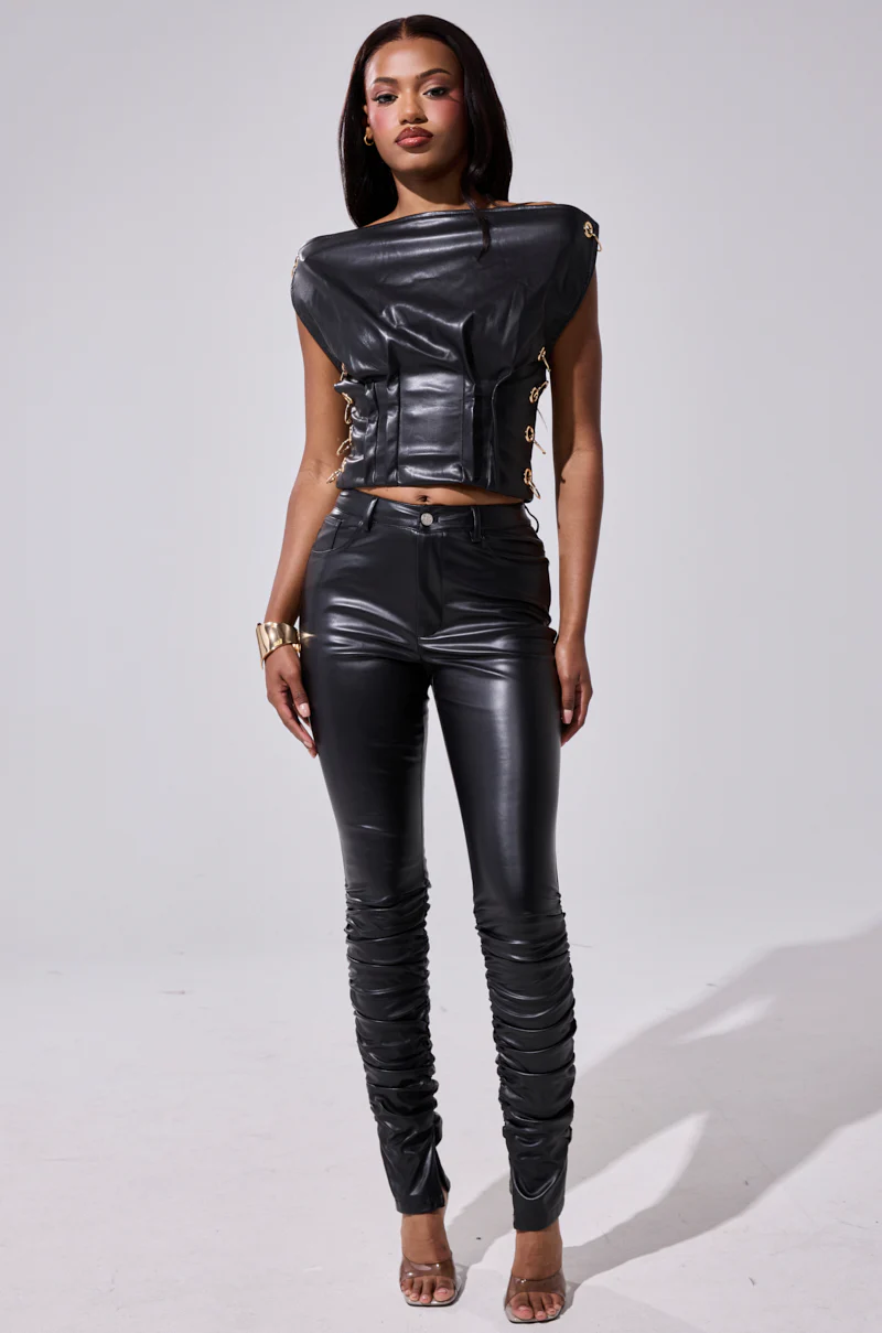 BEGGING ME TO LEAVE FAUX LEATHER BLOUSE WITH GROMMETS - Image 7