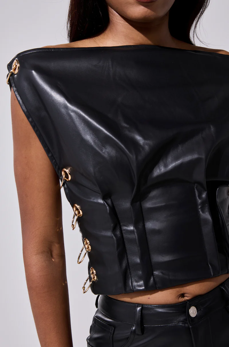 BEGGING ME TO LEAVE FAUX LEATHER BLOUSE WITH GROMMETS - Image 8