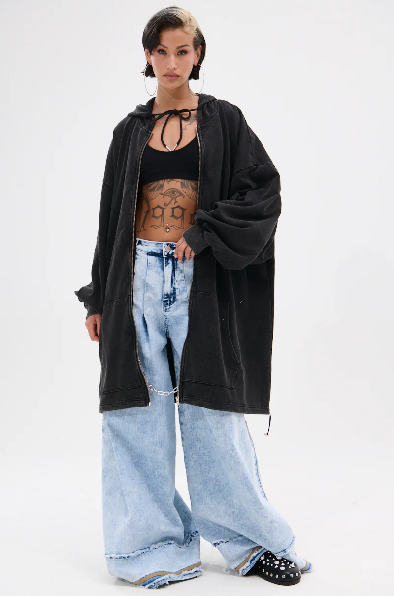 BELIEVE WHAT YOU HEARD OVERSIZED ZIP UP SWEATSHIRT - Image 10