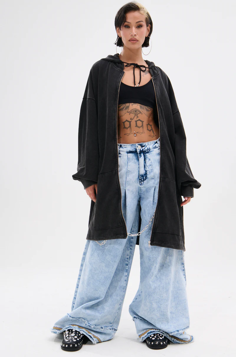 BELIEVE WHAT YOU HEARD OVERSIZED ZIP UP SWEATSHIRT - Image 11