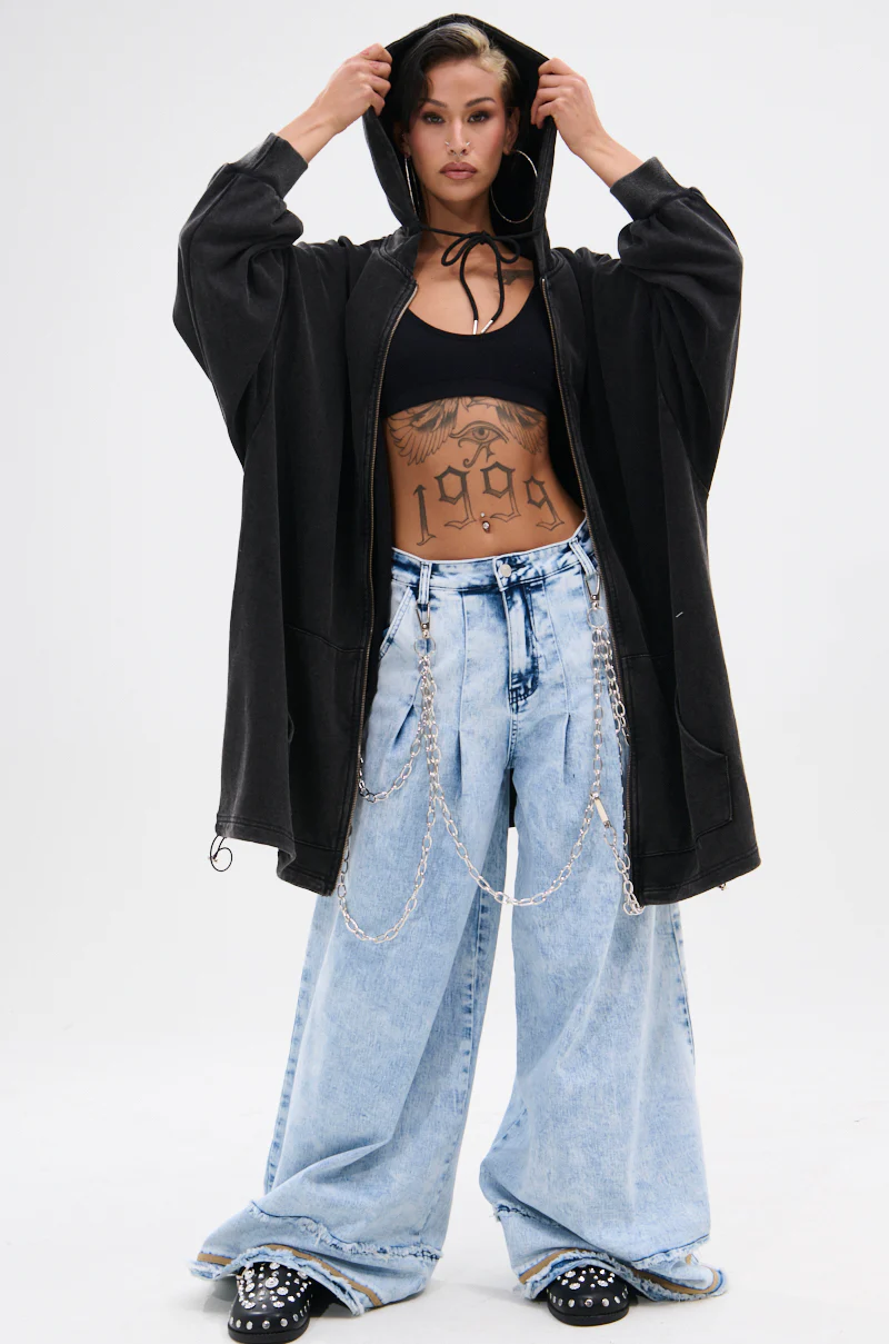 BELIEVE WHAT YOU HEARD OVERSIZED ZIP UP SWEATSHIRT - Image 12