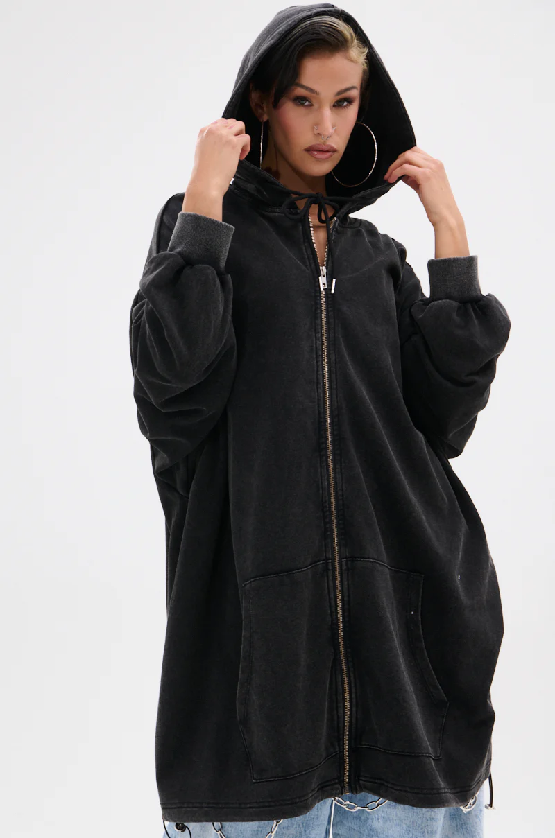 BELIEVE WHAT YOU HEARD OVERSIZED ZIP UP SWEATSHIRT - Image 6