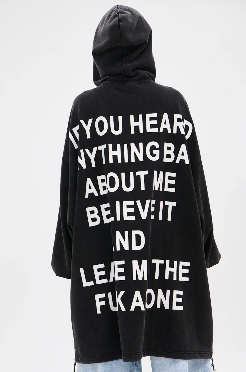 BELIEVE WHAT YOU HEARD OVERSIZED ZIP UP SWEATSHIRT - Image 9