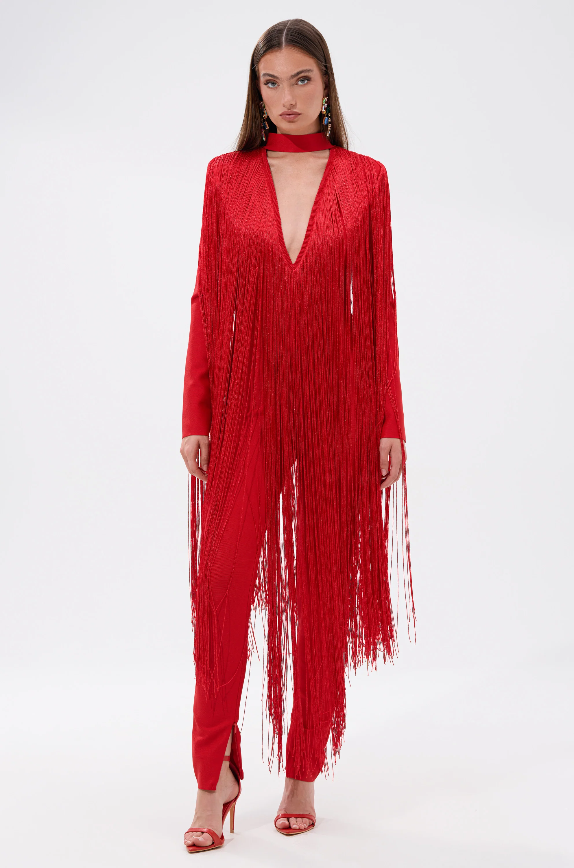 BELLE BANDAGE JUMPSUIT WITH FRINGE - Image 3