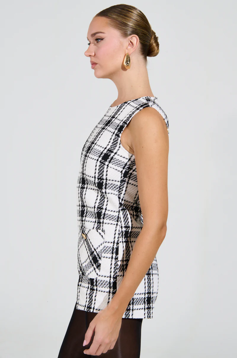 BEST DRESSED PLAID ROMPER IN WHITE - Image 3