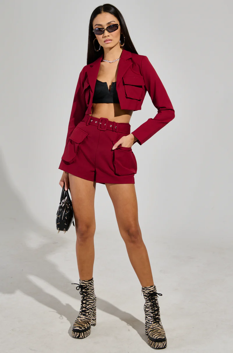 BETTER LUCK CROP BLAZER IN BURGUNDY - Image 7