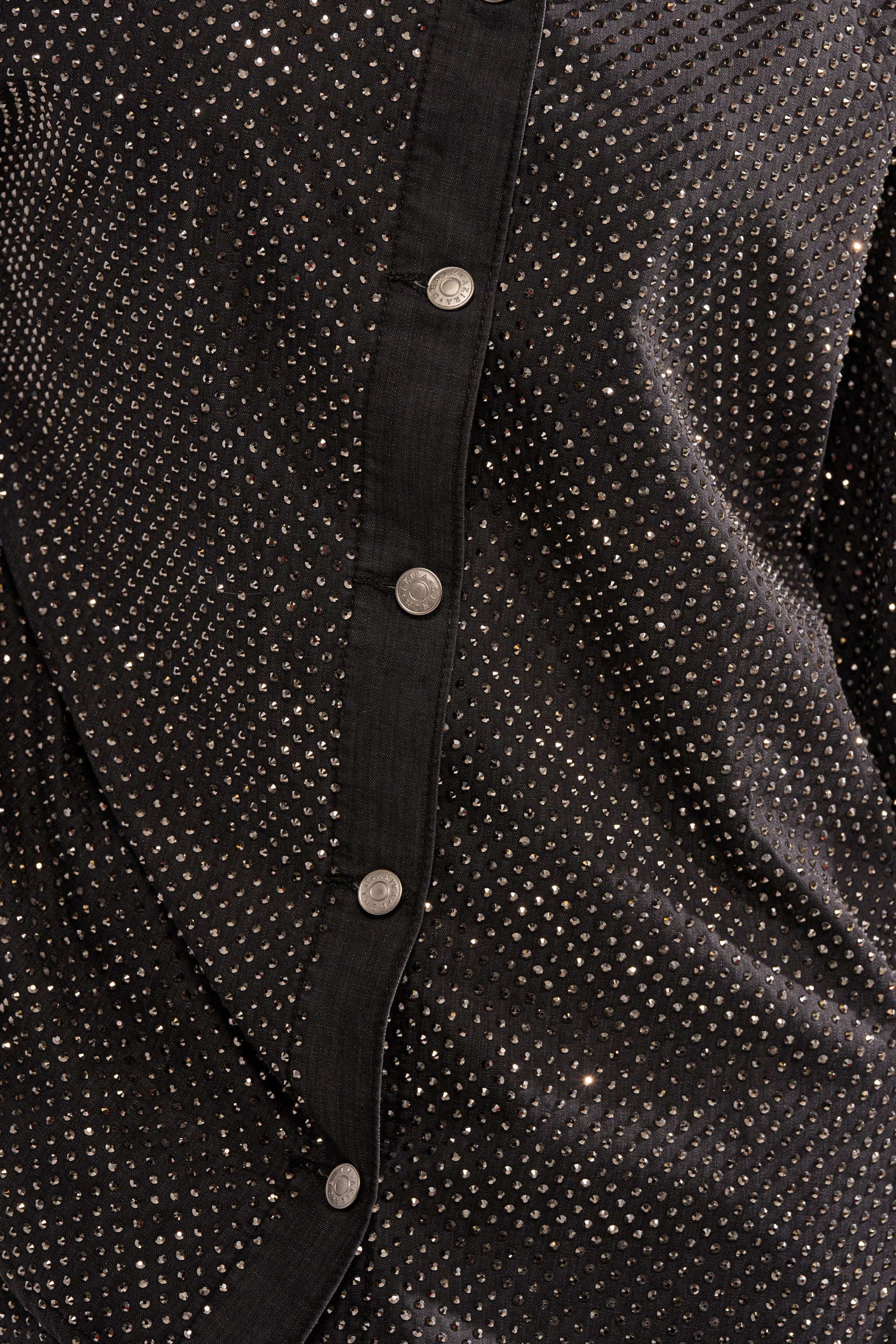 BLING BLING DENIM BUTTON DOWN TOP IN BLACK - Image 9