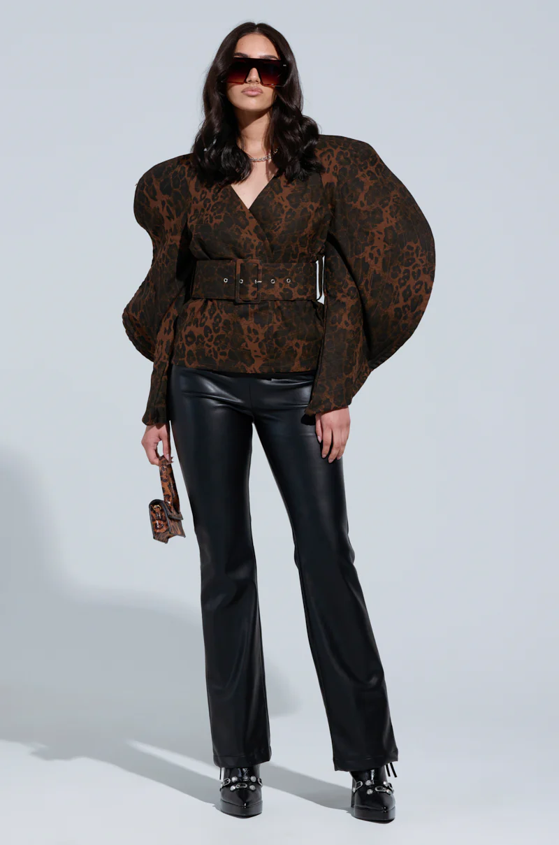 BLOW HIM A KISS BELTED CHEETAH BLOUSE - Image 5