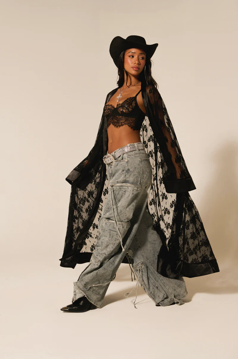 BORA BORA LACE DUSTER IN BLACK - Image 2