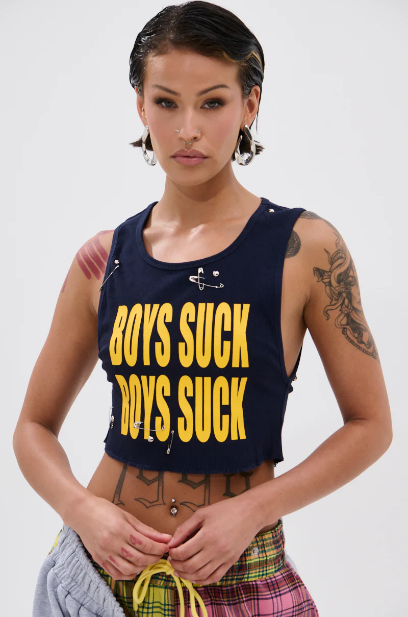 BOYS LIE DISTRESSED CROPPED TANK TOP