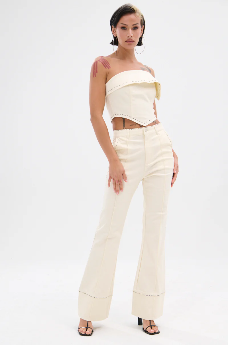 BREAK MY LOVE LINEN LACE UP PANT - Image 2