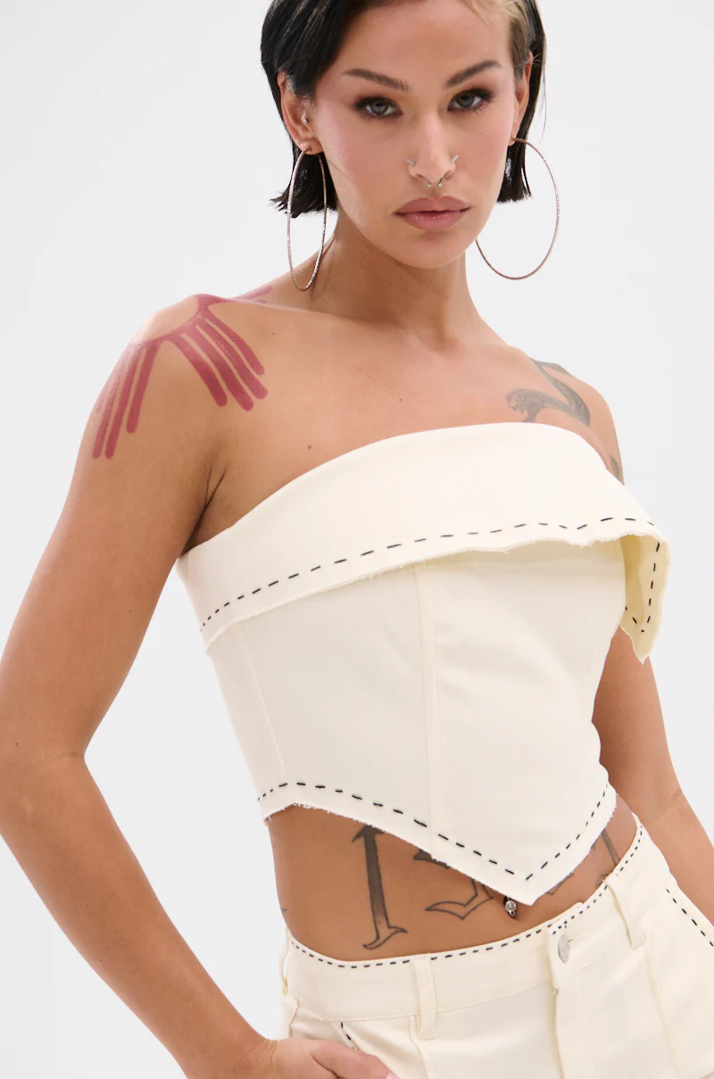 BREAK MY LOVE LINEN TUBE TOP - Image 3