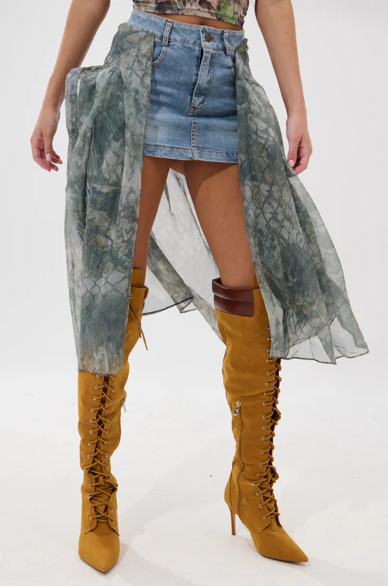 BRENDA DENIM MINI SKIRT WITH SIDE TIES - Image 3