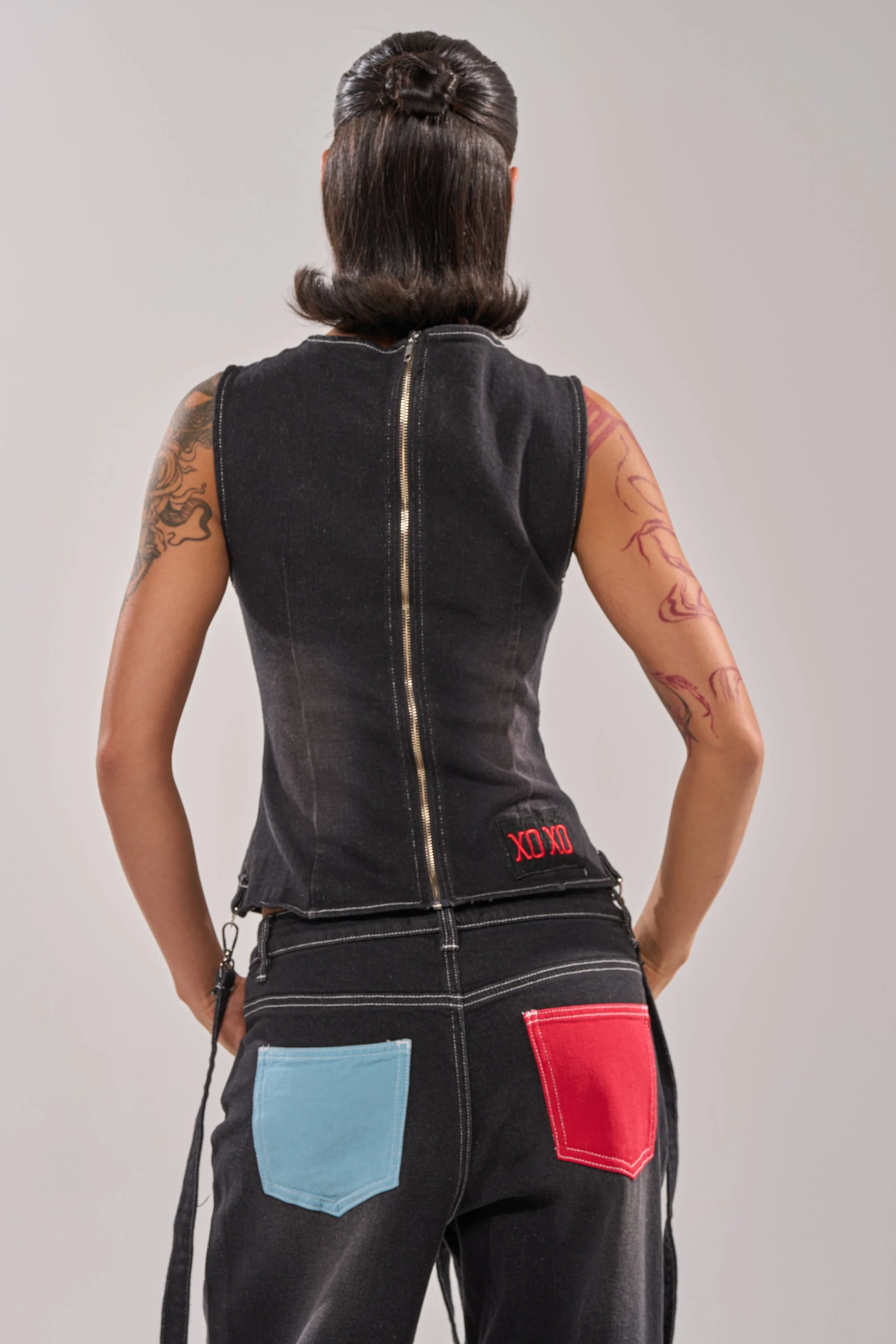BRING IT BACK LACE UP DENIM TOP - Image 5