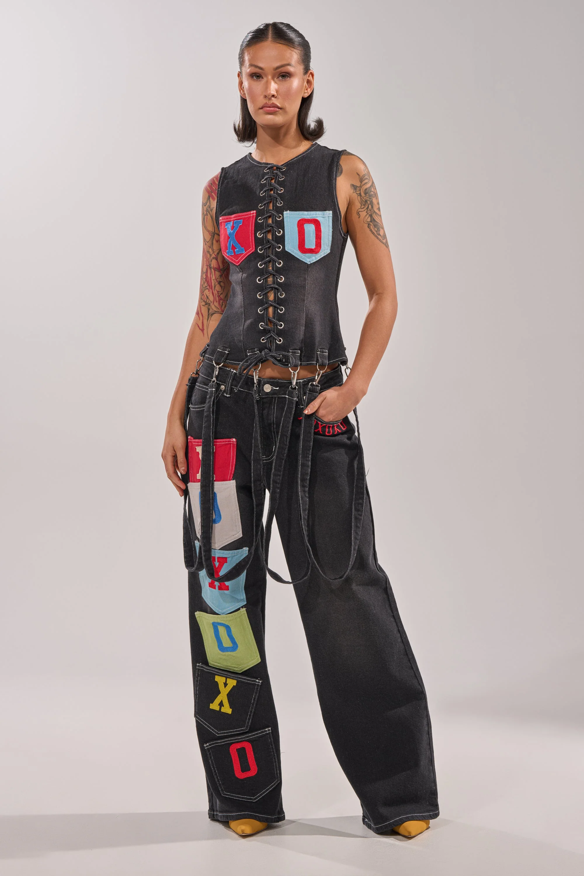 BRING IT BACK LACE UP DENIM TOP - Image 8