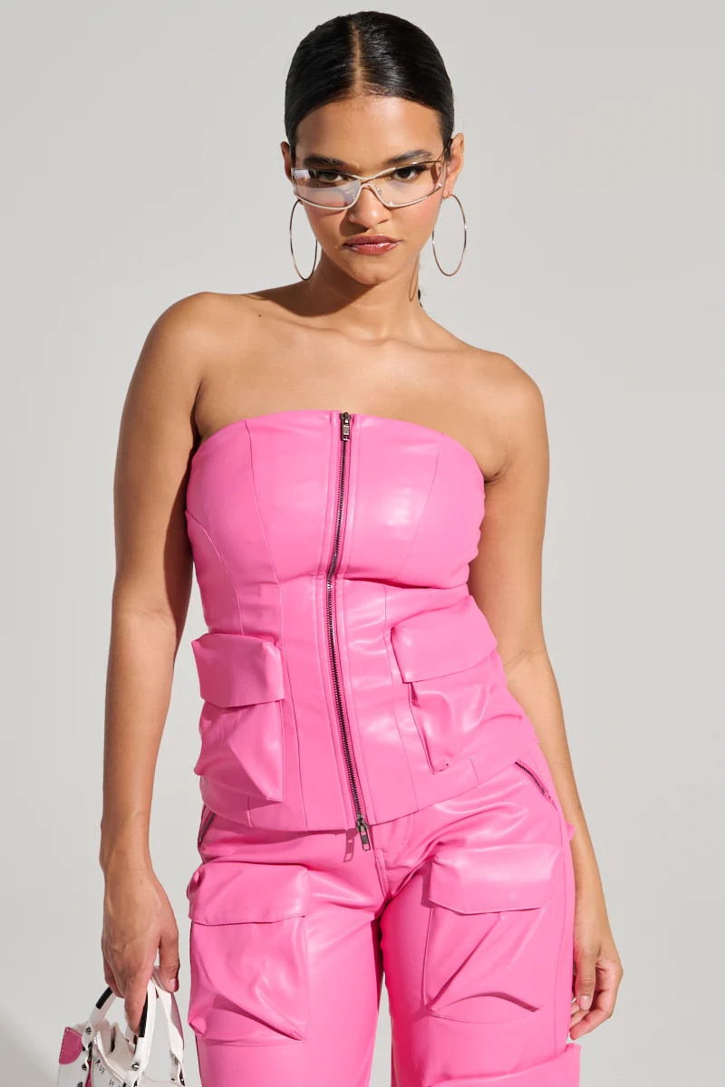 BUBBLEGUM SHORTY CORSET TOP IN PINK - Image 4