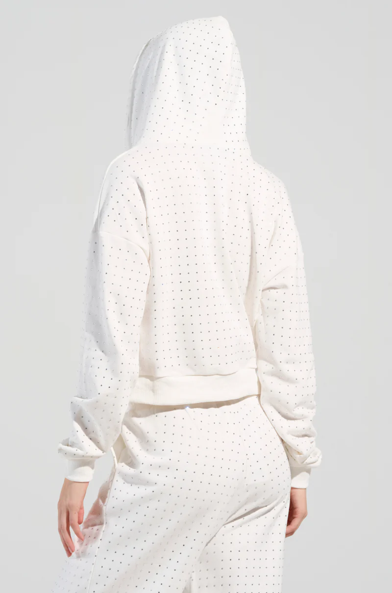 BUBBLES RHINESTONE EMBELLISHED ZIP UP SWEATSHIRT IN WHITE - Image 4