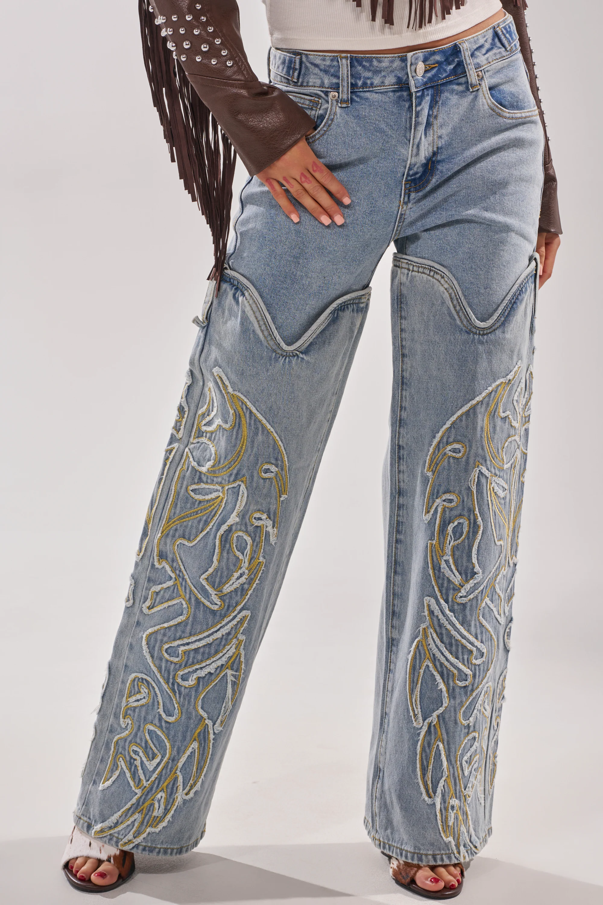 BUCKIN' EMBROIDERED DENIM JEANS - Image 6
