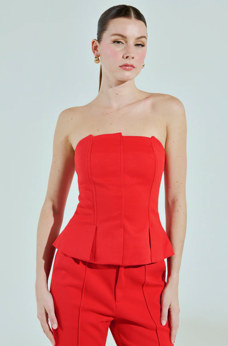 BUSINESS CASUAL CORSET TOP IN RED - Image 2