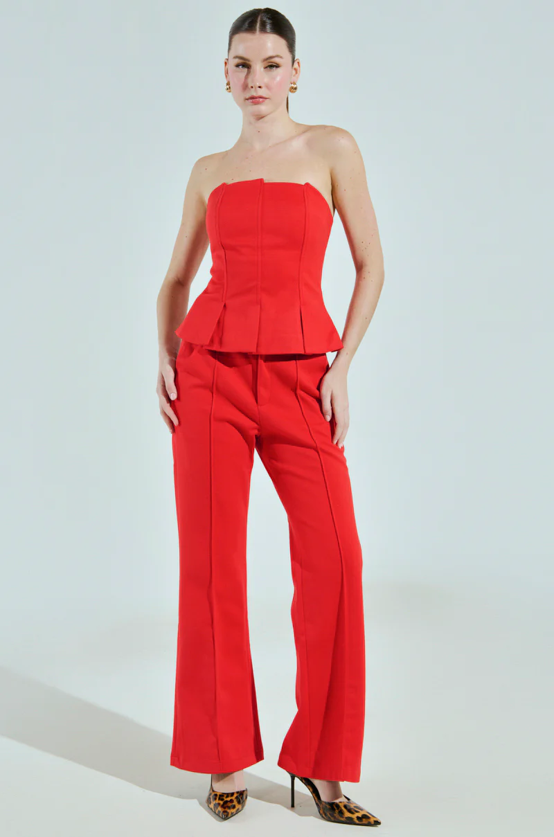 BUSINESS CASUAL CORSET TOP IN RED - Image 6