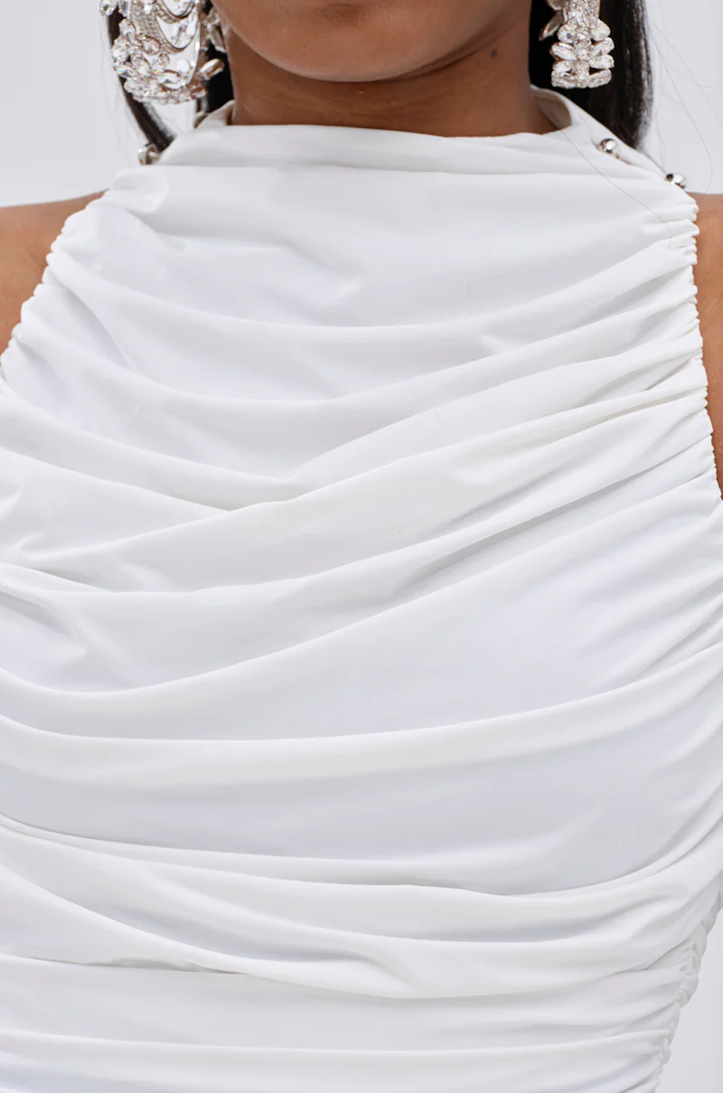 BUSINESS IN FRONT PARTY IN BACK MINI DRESS IN WHITE - Image 8