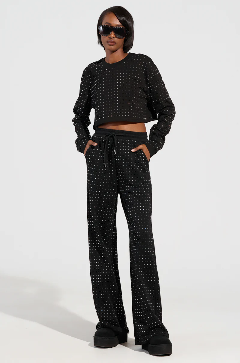 BUTTERCUP LONG SLEEVE RHINESTONE EMBELLISHED T-SHIRT IN BLACK - Image 5