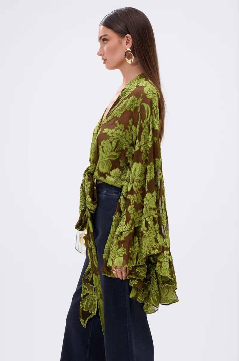BUTTERLY EFFECT BLOUSE IN GREEN - Image 3