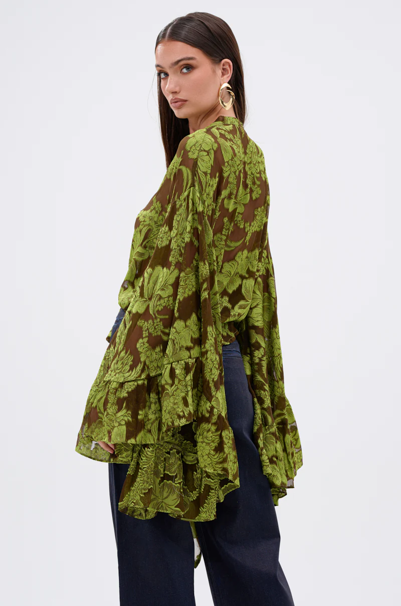BUTTERLY EFFECT BLOUSE IN GREEN - Image 4