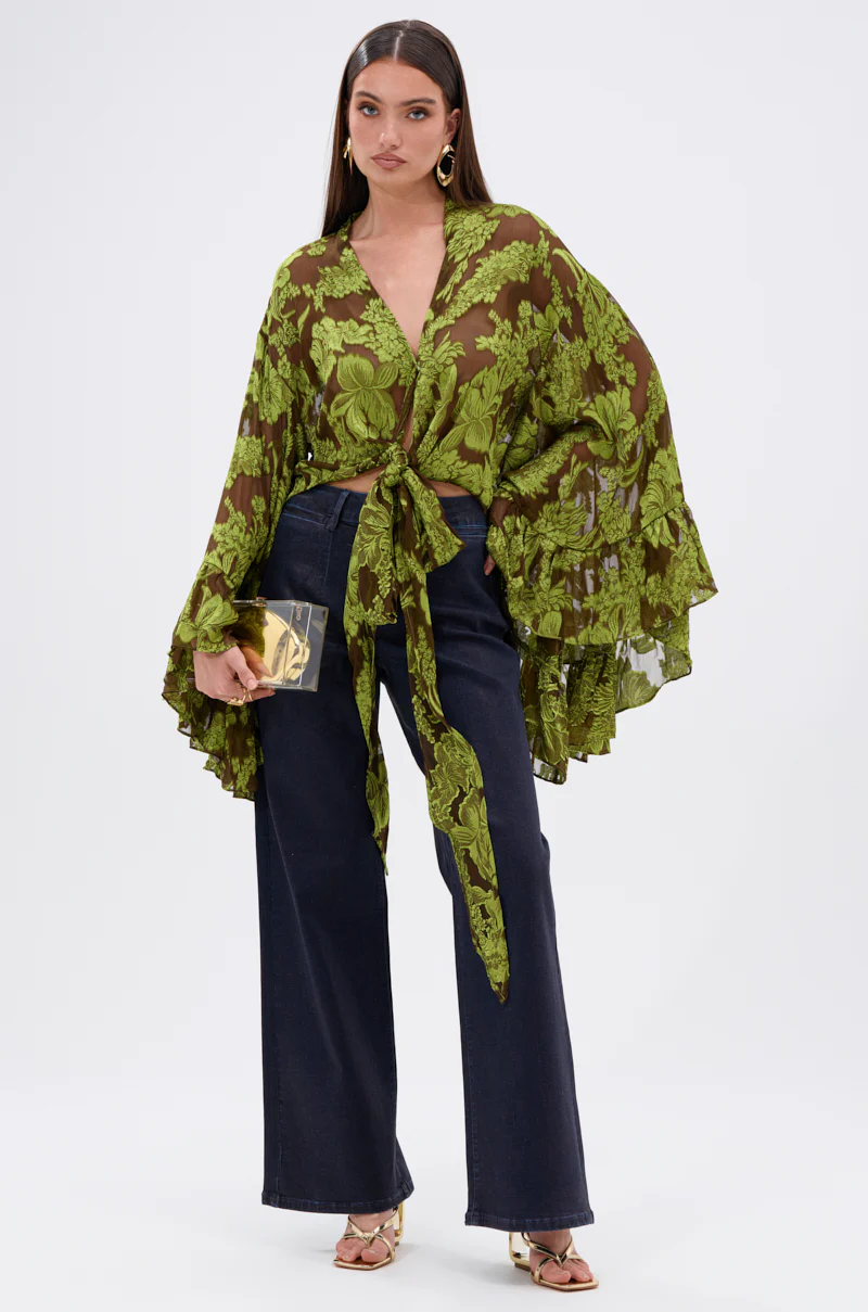 BUTTERLY EFFECT BLOUSE IN GREEN - Image 7