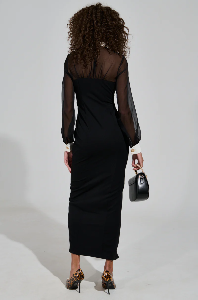 BUTTON UP BUTTER CUP COLLARED MAXI DRESS - Image 4
