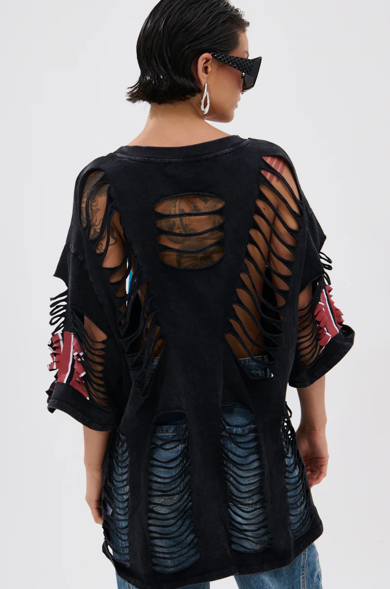 BYE GIRL OVERSIZED DISTRESSED TEE - Image 4