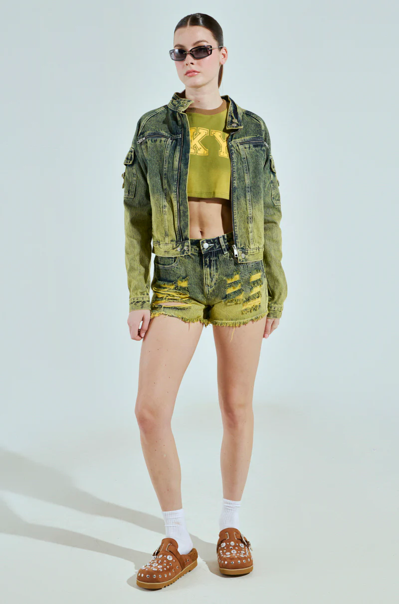CALL ME CRAZY DISTRESSED DENIM SHORTS - Image 5