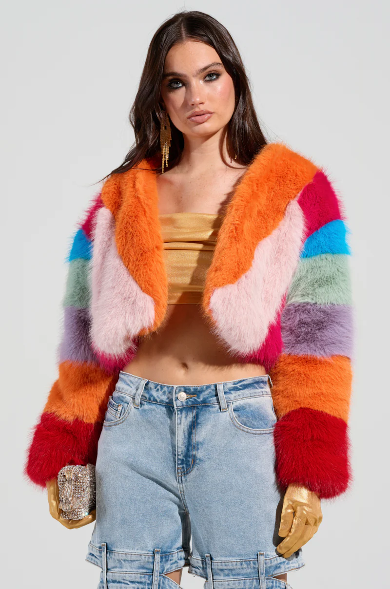 CALL ME CRAZY RAINBOW FUR JACKET - Image 2