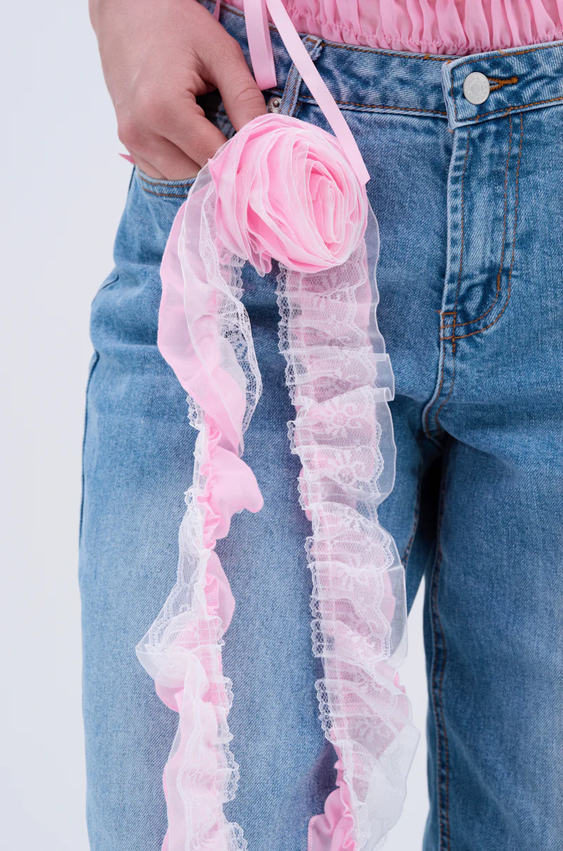CALL ME RELAXED DENIM PANT WITH RUFFLES - Image 9