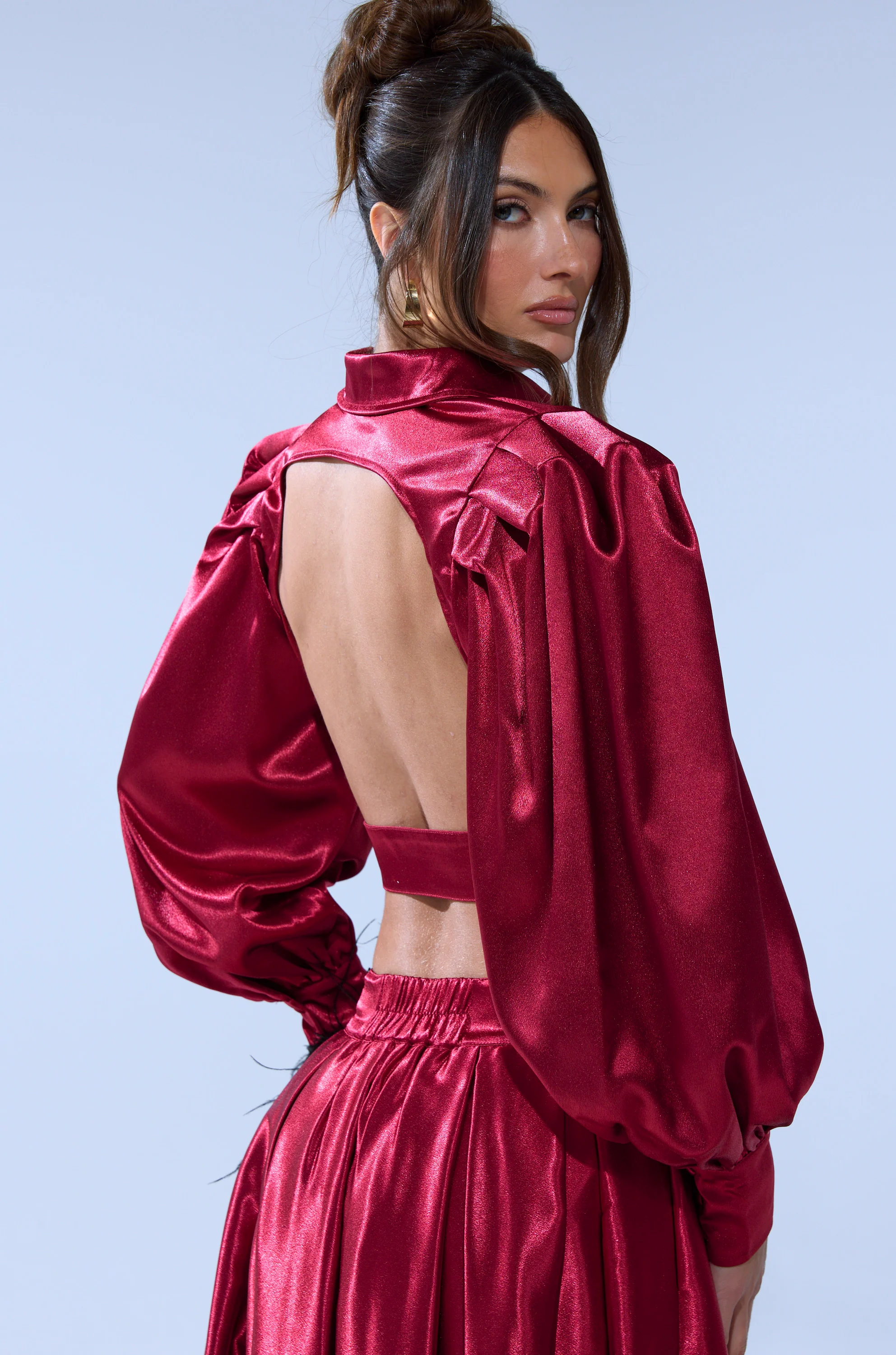 CANDICE OPEN BACK SATIN BUTTON DOWN SHIRT - Image 4