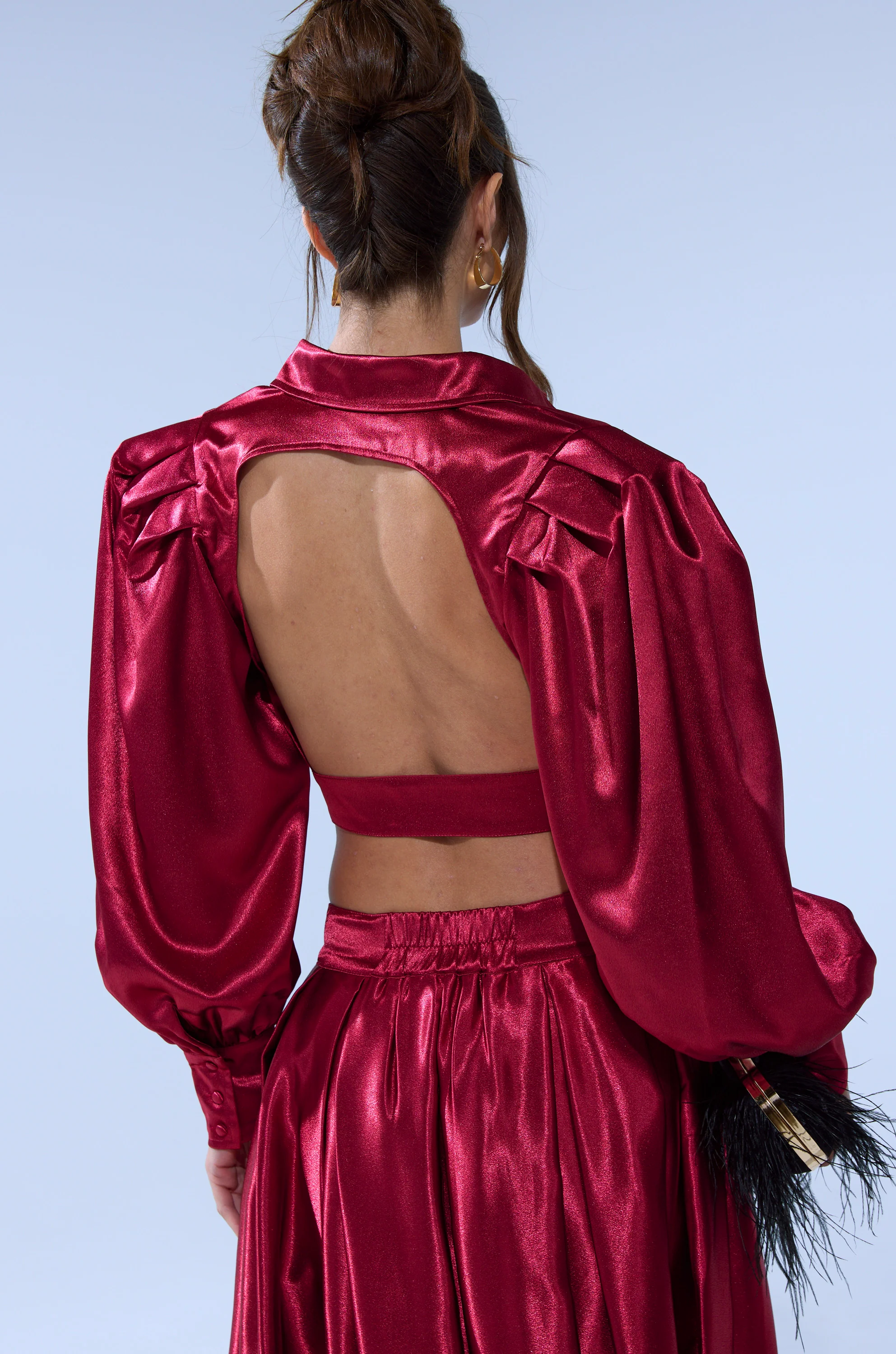 CANDICE OPEN BACK SATIN BUTTON DOWN SHIRT - Image 5