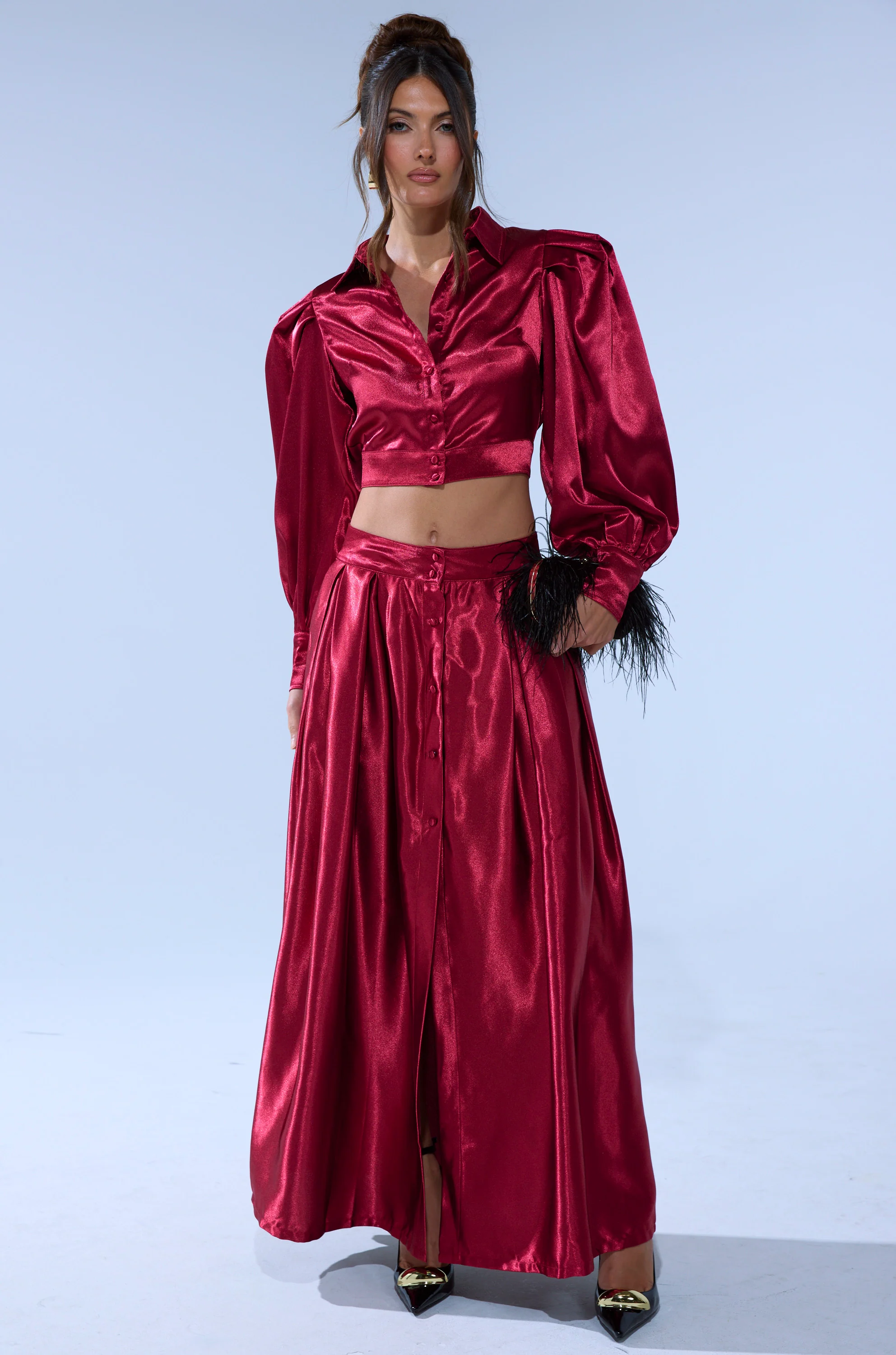 CANDICE OPEN BACK SATIN BUTTON DOWN SHIRT - Image 7