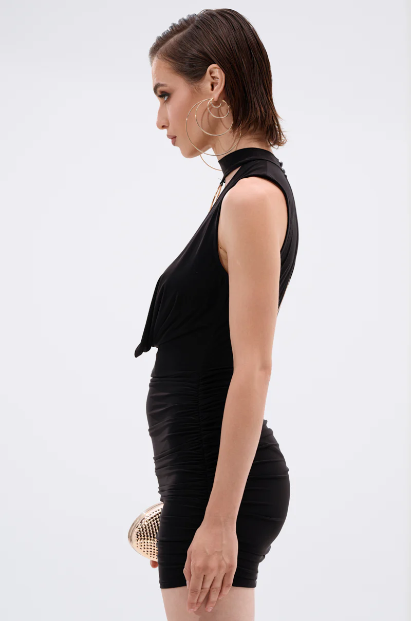 CAN'T REACH ME PLUNGING MINI DRESS WITH HARDWARE - Image 4