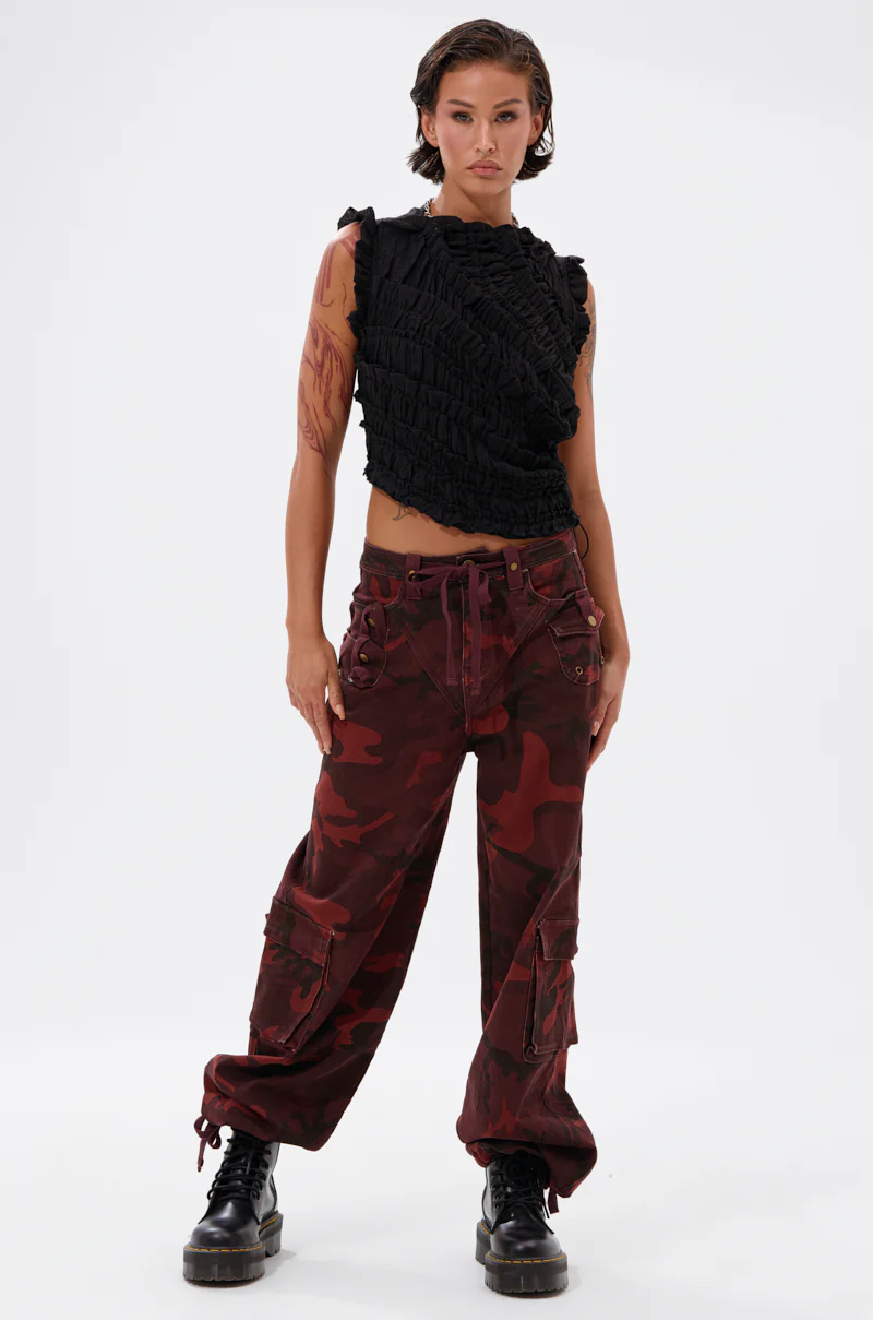 CANT SEE ME BURGUNDY CAMP CARGO JOGGER - Image 7