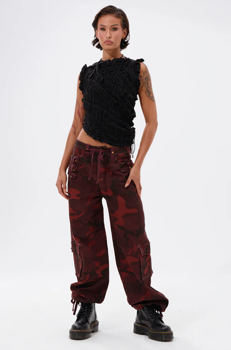 CANT SEE ME BURGUNDY CAMP CARGO JOGGER - Image 8