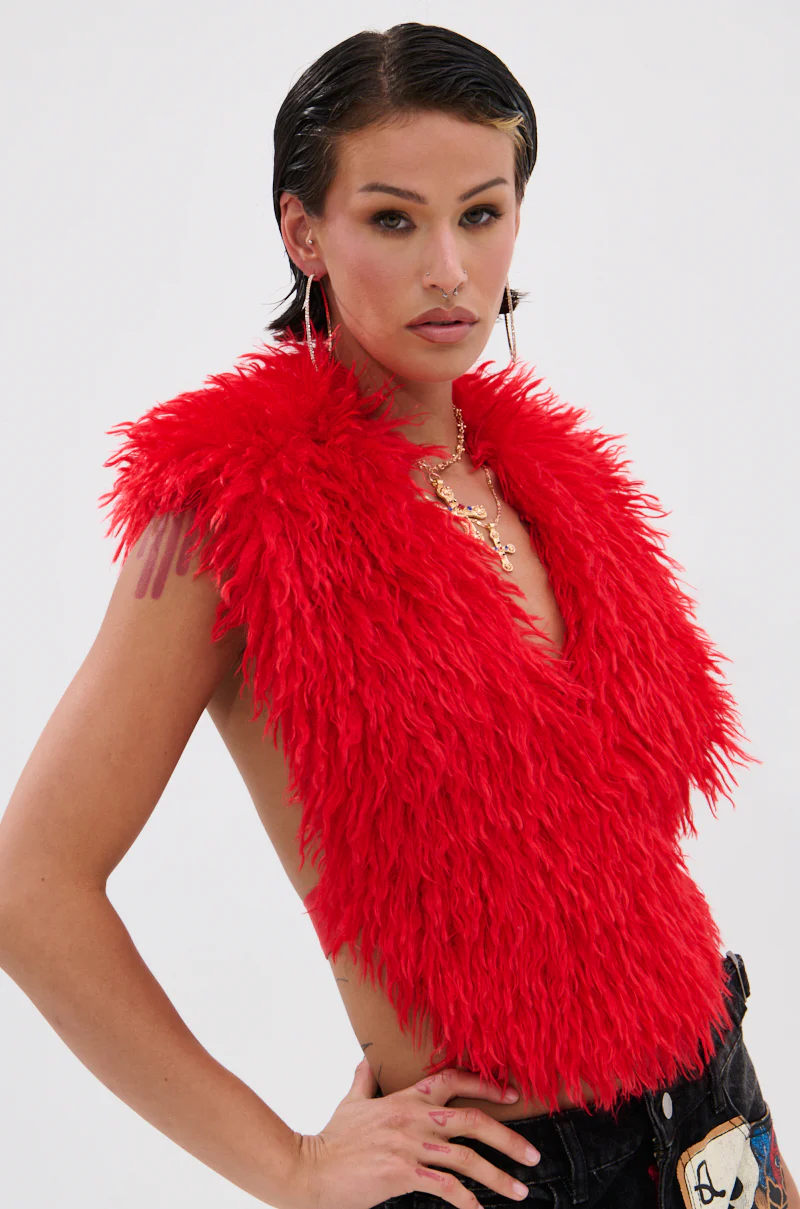 CARLA FAUX FUR HALTER TOP - Image 3