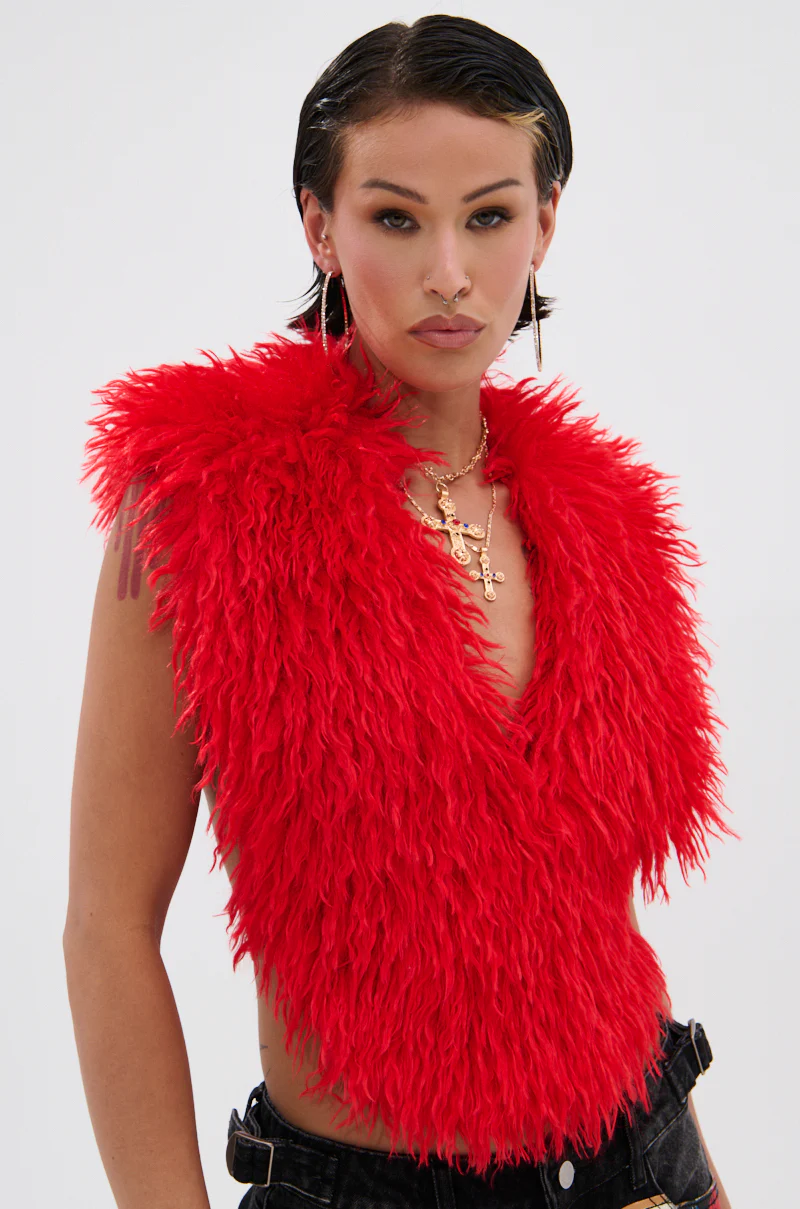 CARLA FAUX FUR HALTER TOP - Image 4