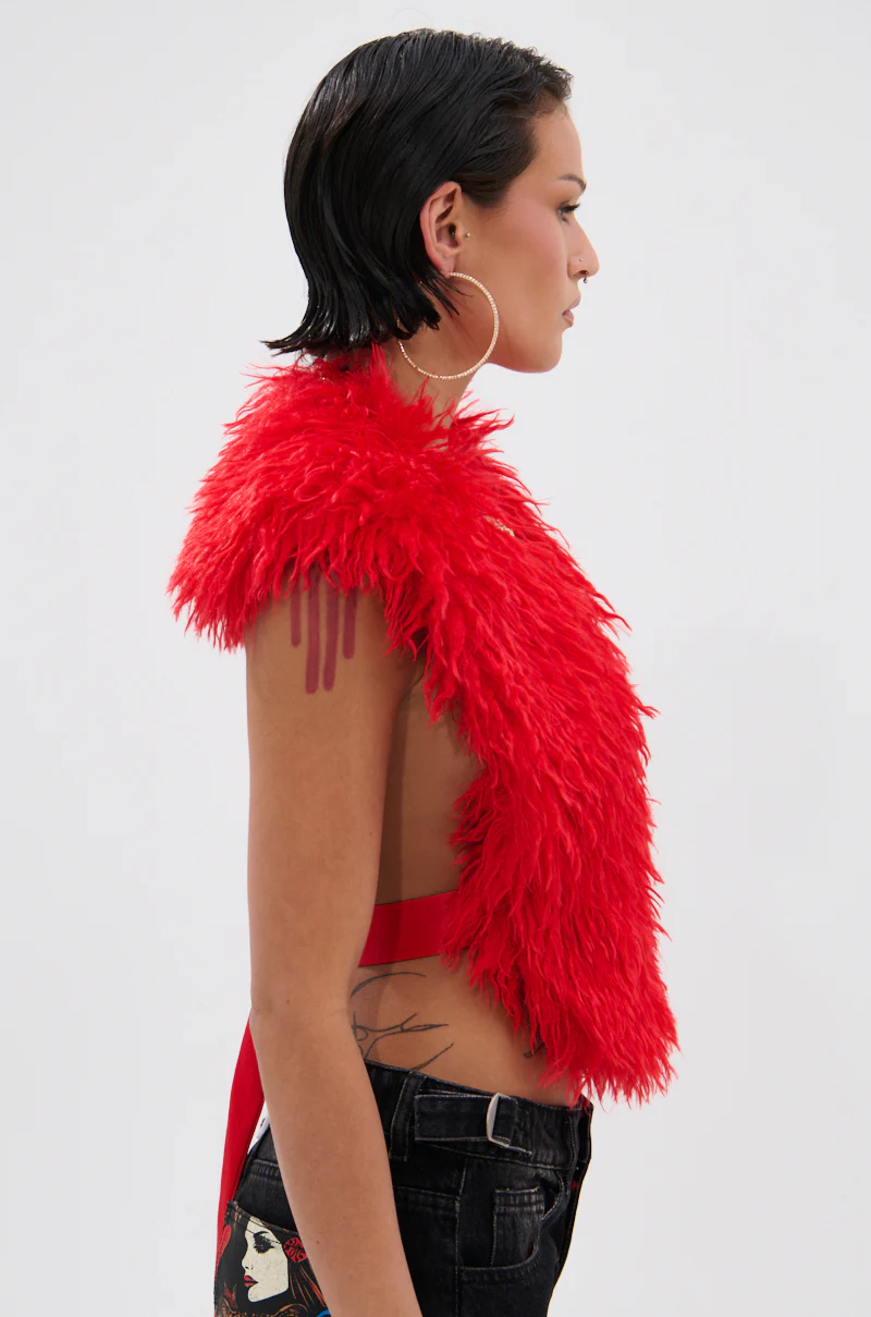 CARLA FAUX FUR HALTER TOP - Image 5