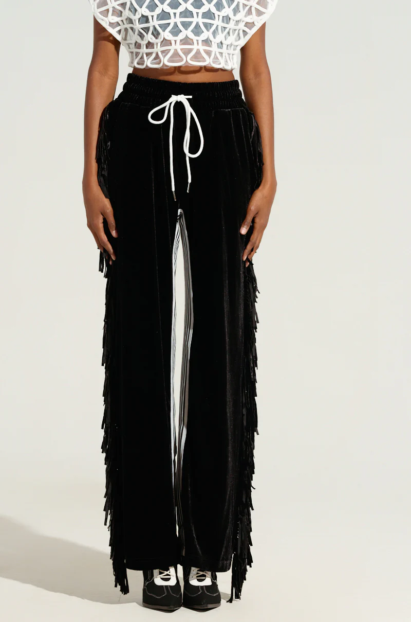 CARLY FRINGE VELVET JOGGER - Image 2