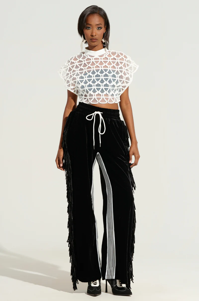 CARLY FRINGE VELVET JOGGER - Image 5