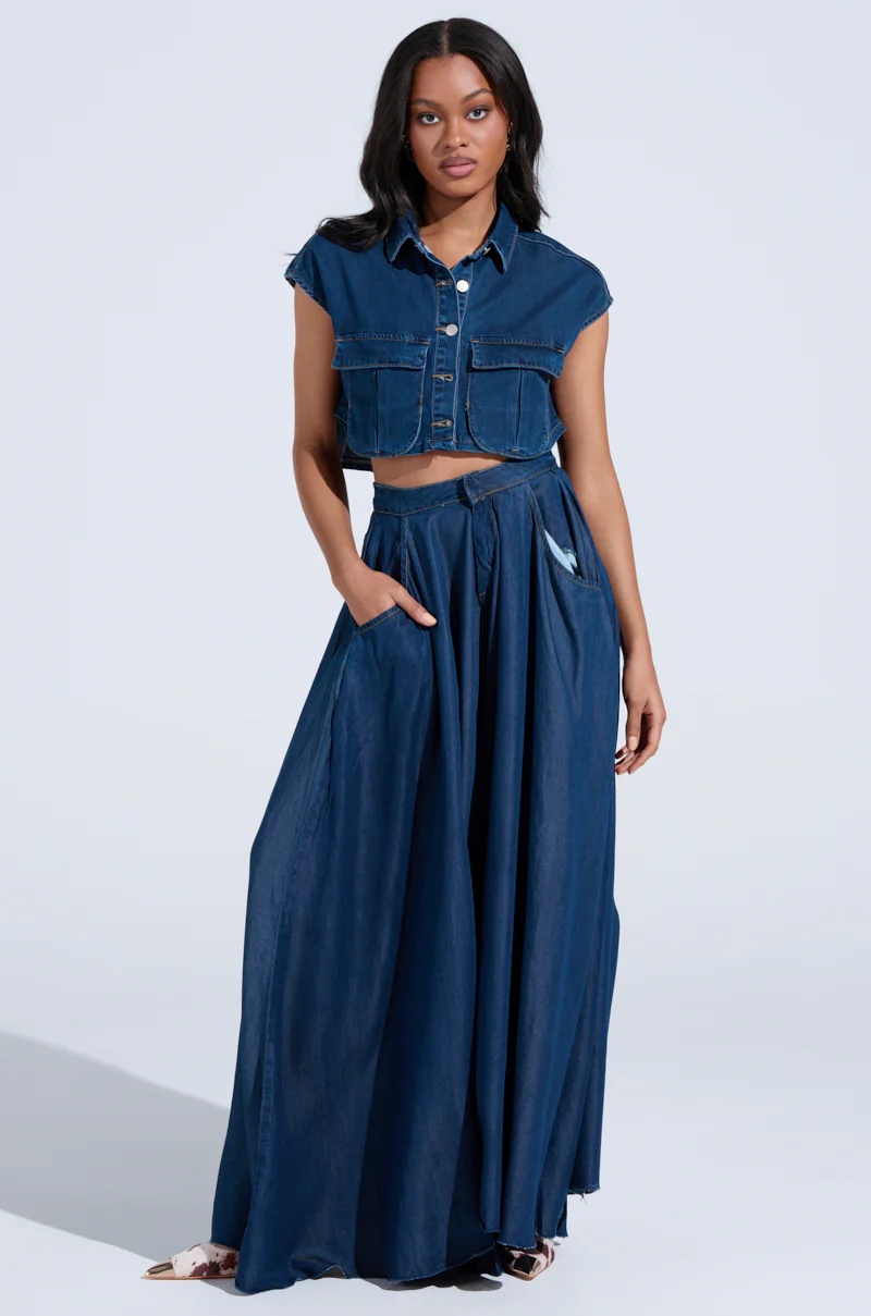 CARRIE BUTTON DOWN DENIM VEST TOP - Image 6