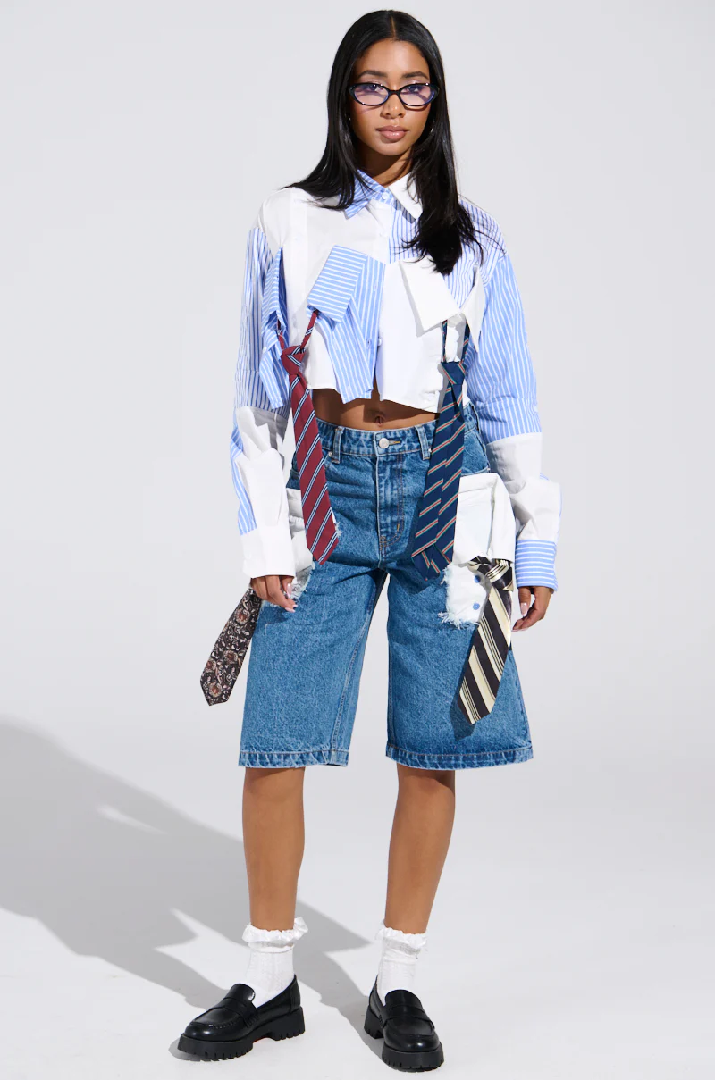 CASUAL FRIDAY CROPPED BUTTON UP SHIRT - Image 8
