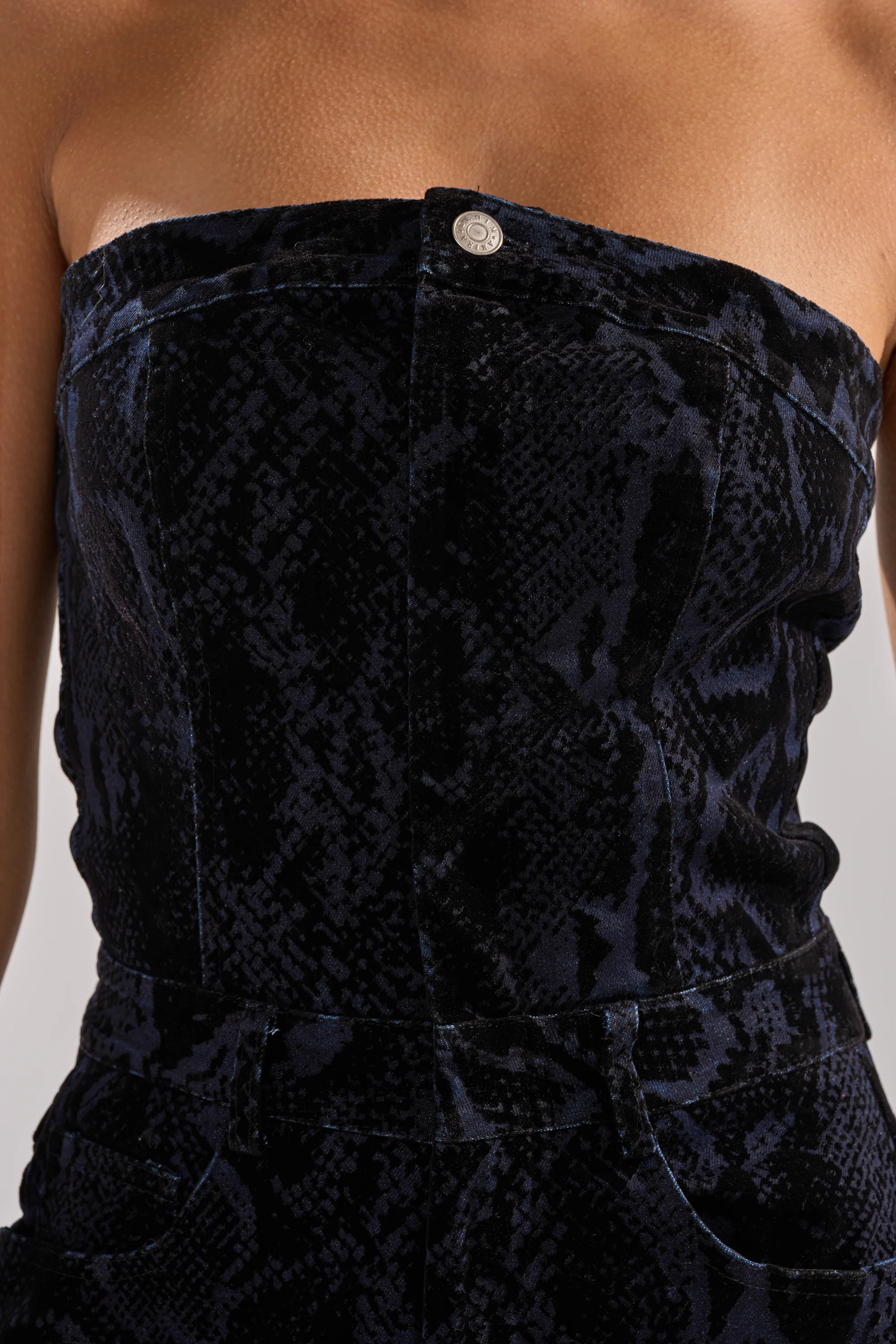 CAUGHT YOUR EYE VELVET DENIM JUMPSUIT IN SNAKEPRINT - Image 5