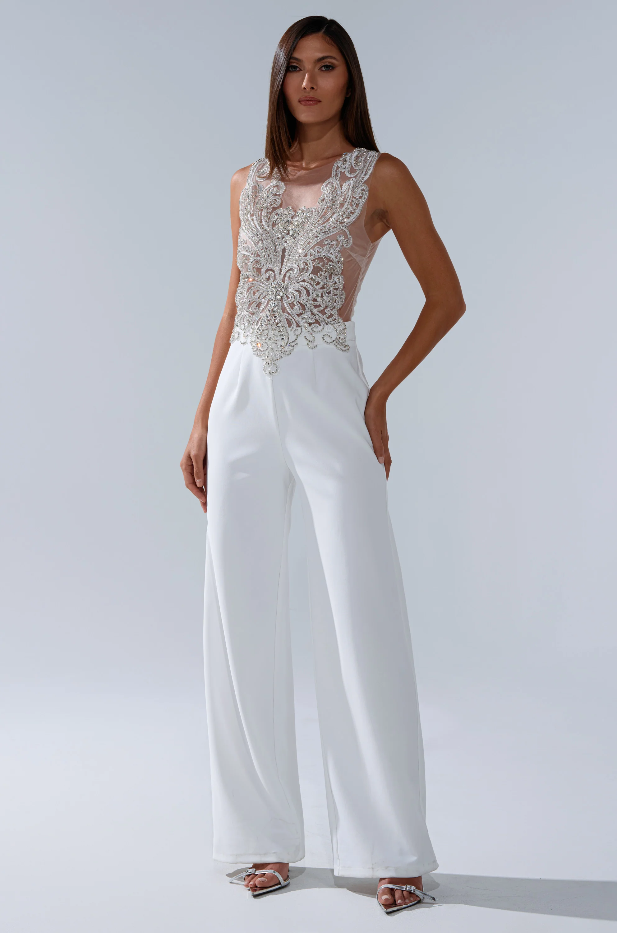 CECELIA RHINESTONE MESH JUMPSUIT - Image 2