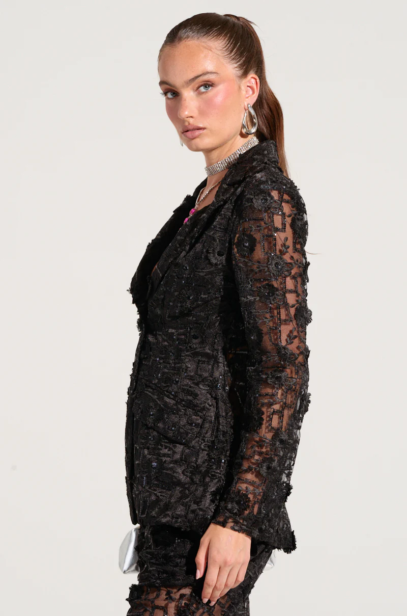 CELEBRATION TIME LACE BLAZER IN BLACK - Image 2